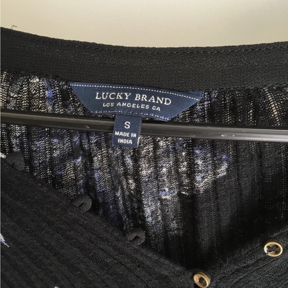 Lucky Brand Black and Blue Knit Top Size Small - Picture 2 of 6